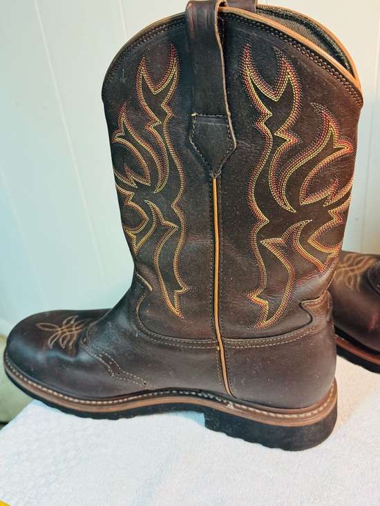 Tony Lama Other - Men's Brown Leather Western Work Boots - Embroidered Shaft